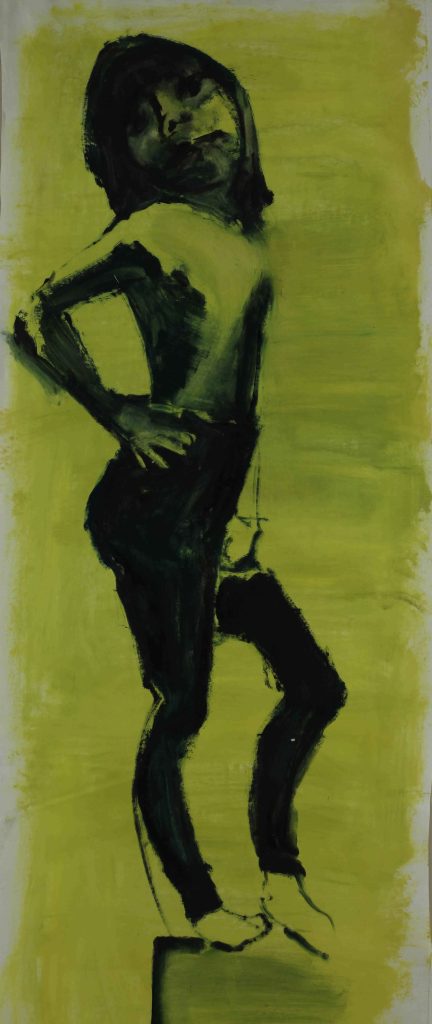 Lydia in leggings oil on canvas 200 x 85