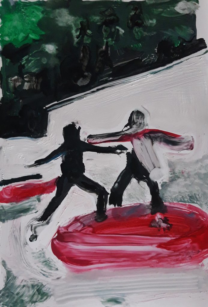 THE DANCERS oil on paper 35 x 25cm