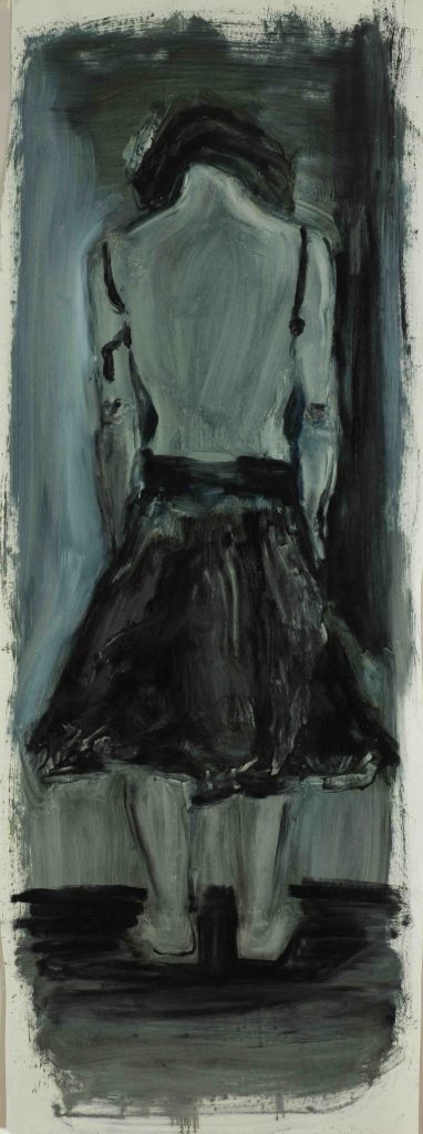 Βάσω Τζούτη, vasso tzouti, blue Antigoni oil on canvas 200 x 77