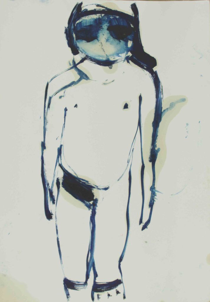 Βάσω Τζούτη, vasso tzouti, GIRL WITH HAIRCUT oil on paper 35 x 25 cm