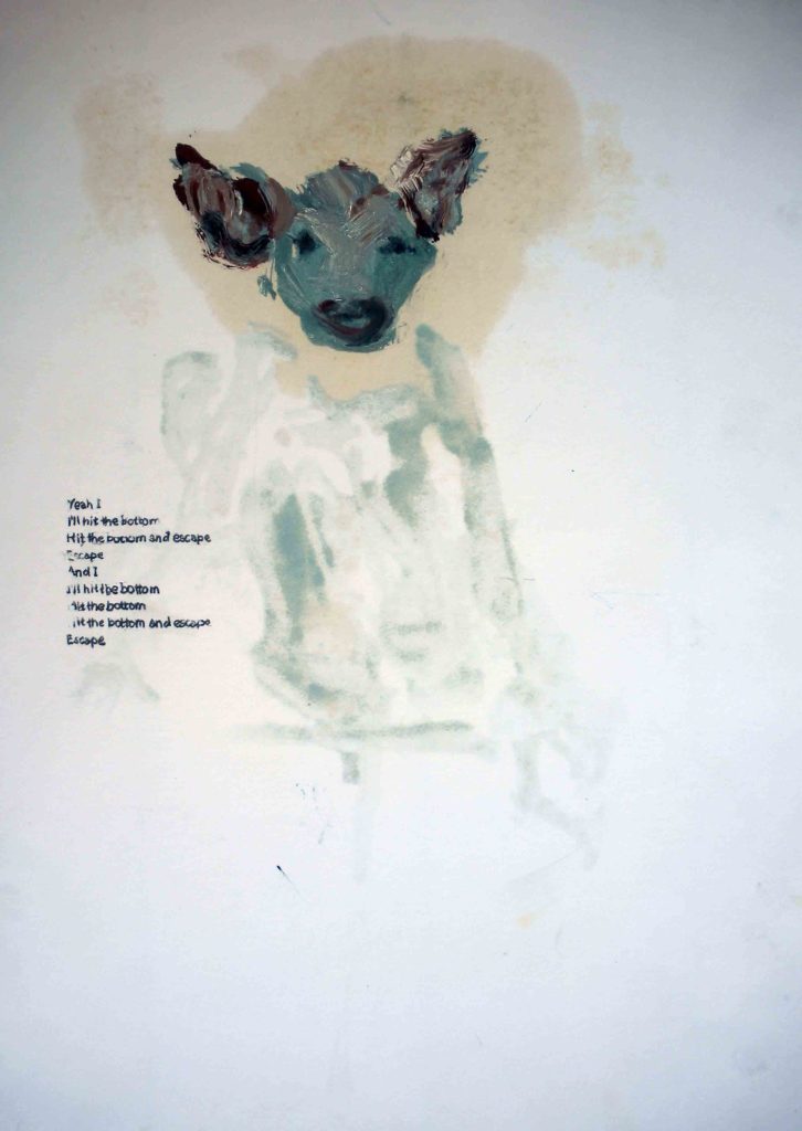 Βάσω Τζούτη, vasso tzouti, THE BOTTOM oil on paper 35 x 25 cm