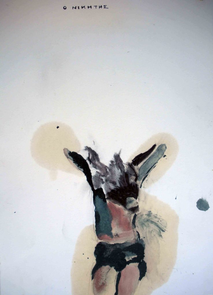 Βάσω Τζούτη, vasso tzouti, THE WINNER oil on paper 35 x 25 cm