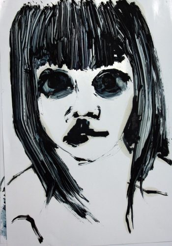 Βάσω Τζούτη, vasso tzouti, pale II oil on paper 41x29cm