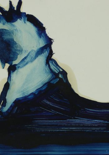 Βάσω Τζούτη, vasso tzouti, the lion oil on paper 25x35 cm